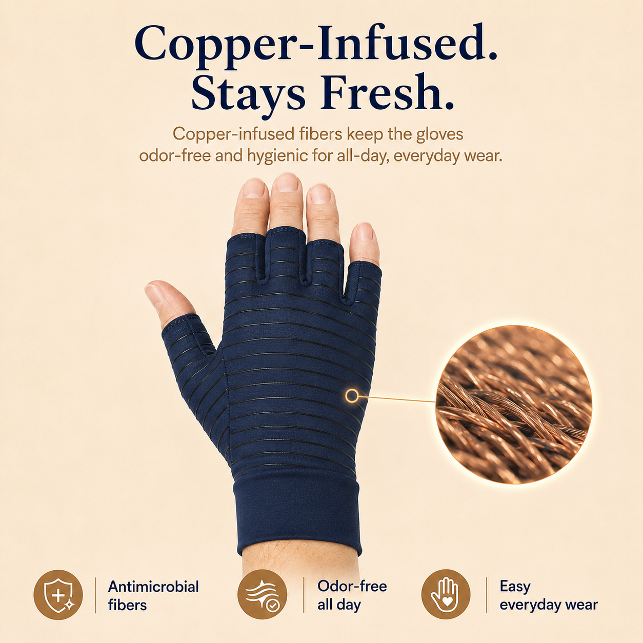 Cuprum Open-Finger Compression Gloves