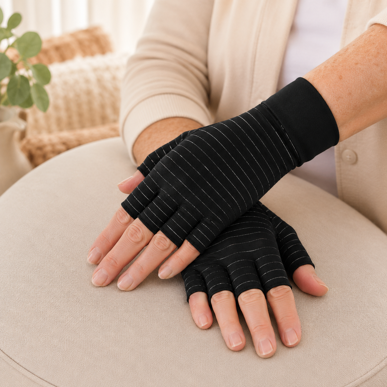 Cuprum Open-Finger Compression Gloves